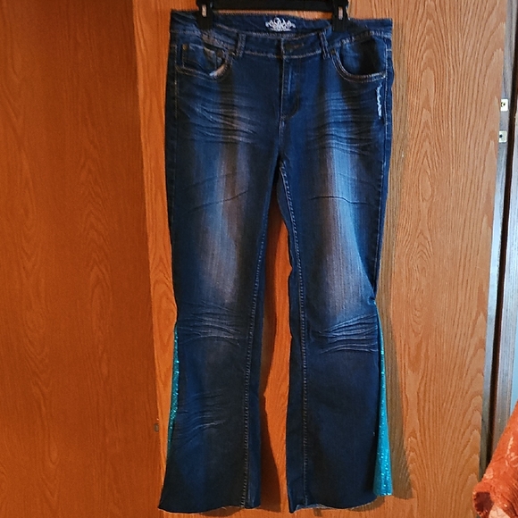 Dark Blue Flare Jeans - Picture 1 of 5